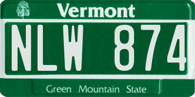 VT license plate NLW874