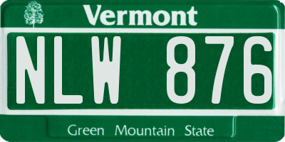 VT license plate NLW876