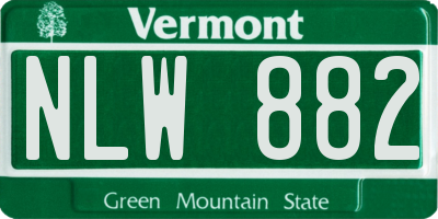 VT license plate NLW882