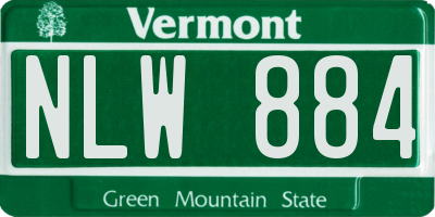 VT license plate NLW884