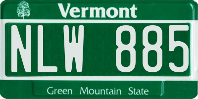 VT license plate NLW885