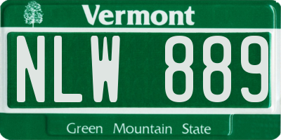 VT license plate NLW889