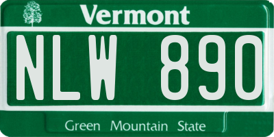VT license plate NLW890