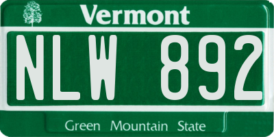 VT license plate NLW892