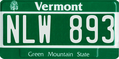 VT license plate NLW893