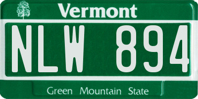 VT license plate NLW894