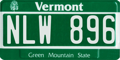 VT license plate NLW896