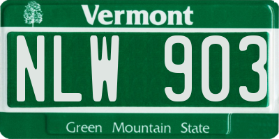 VT license plate NLW903