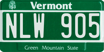 VT license plate NLW905