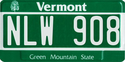 VT license plate NLW908