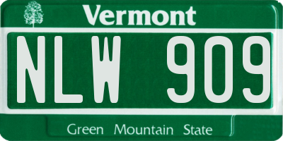 VT license plate NLW909