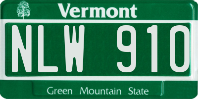 VT license plate NLW910