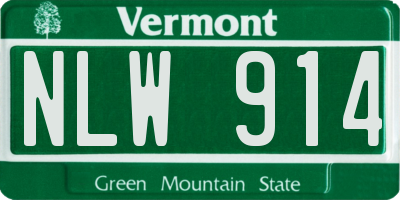 VT license plate NLW914