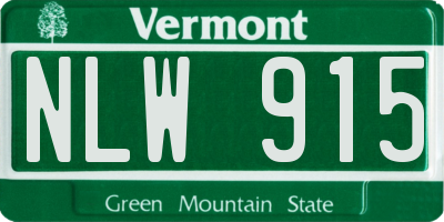 VT license plate NLW915