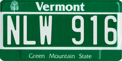 VT license plate NLW916
