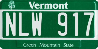 VT license plate NLW917