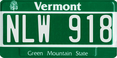 VT license plate NLW918