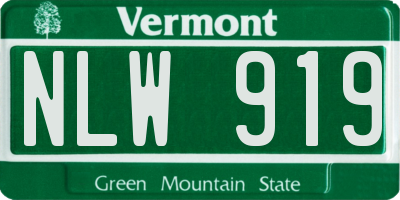 VT license plate NLW919