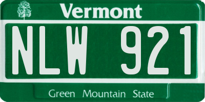 VT license plate NLW921