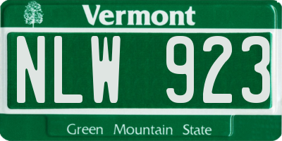 VT license plate NLW923