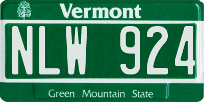 VT license plate NLW924