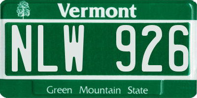 VT license plate NLW926