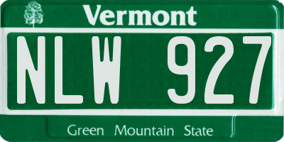 VT license plate NLW927