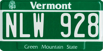 VT license plate NLW928