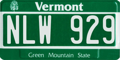 VT license plate NLW929