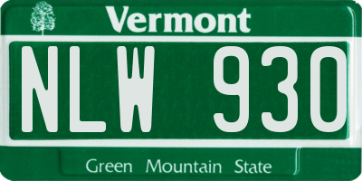 VT license plate NLW930