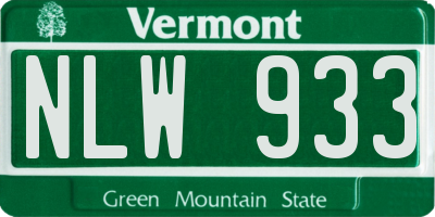 VT license plate NLW933