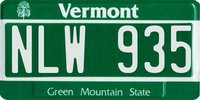 VT license plate NLW935