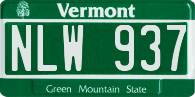 VT license plate NLW937