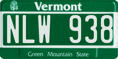 VT license plate NLW938