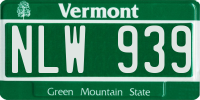 VT license plate NLW939