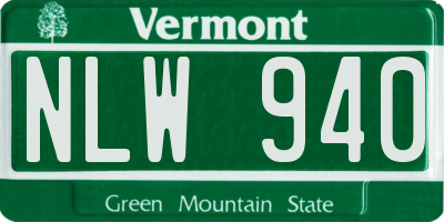 VT license plate NLW940