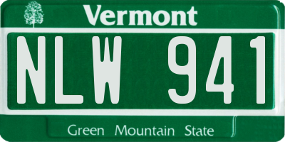VT license plate NLW941