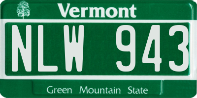 VT license plate NLW943
