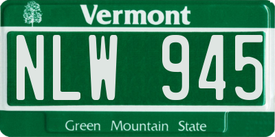 VT license plate NLW945