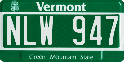 VT license plate NLW947
