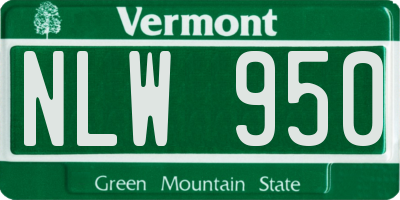 VT license plate NLW950