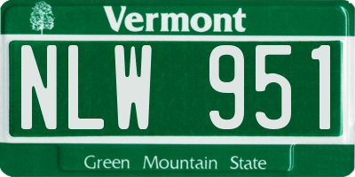 VT license plate NLW951