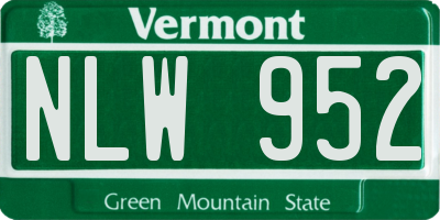 VT license plate NLW952