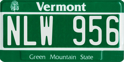 VT license plate NLW956