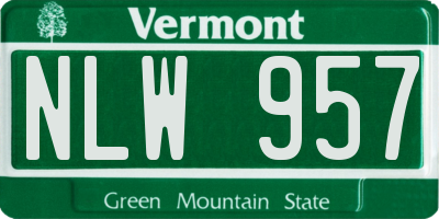 VT license plate NLW957