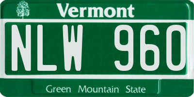 VT license plate NLW960