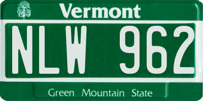 VT license plate NLW962