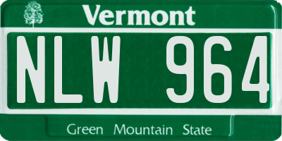 VT license plate NLW964