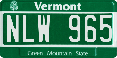 VT license plate NLW965