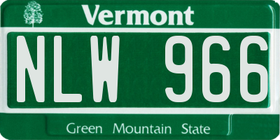 VT license plate NLW966